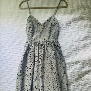 Gray lace midi dress